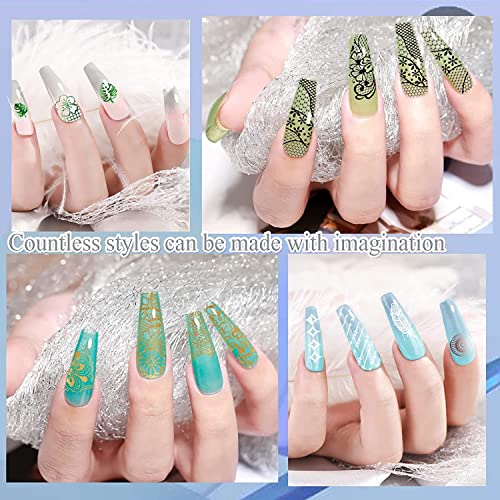 Biutee Nail Stamping Plates Gel Kits 8 Pcs Nail Stamping Polish Gel 10Pcs Templates 1Nail Scraper 1 Storage Bag 1 Double-Headed Stamper And Two Silicone Head Pattern Leaves Flowers Animal Design #TOP7