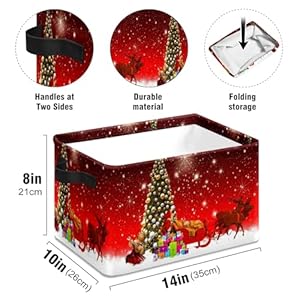 Christmas Holidays Deer Storage Basket Large Foldable Storage Bin Cube Collapsible Organizer for Pantry Bedroom Decor