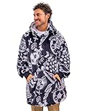 The Big Softy Oversized Blanket Hoodie Men - Graphic Print Football Hoodie Blanket, Sherpa Hooded Blanket, Oversized Black Hoodie, Football Gift for Men (Football Adult)