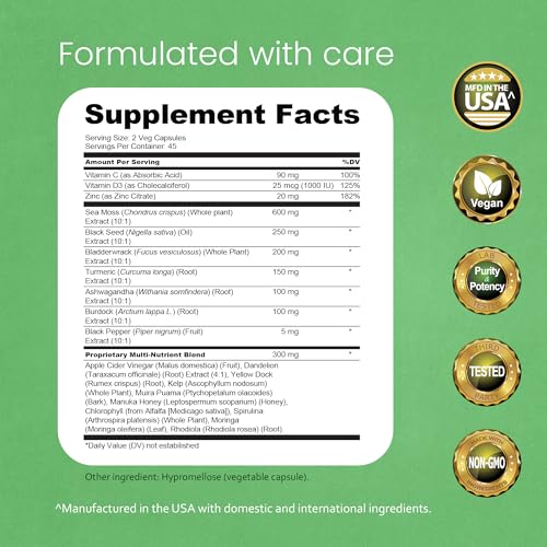 NaturaLife Labs Sea Moss 20-in-1 Capsule Blend (90 ct) — view 2