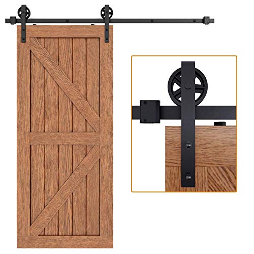 EaseLife 6 FT Heavy Duty Big Wheel Sliding Barn Door Hardware Track Kit,Ultra
