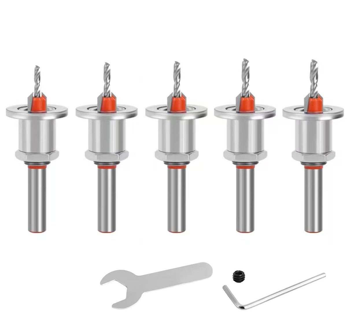 Aoicxb One Color Twist Drill Bits,Metal Drill Bit,8Mm Round Shank Adjustable Countersink 2.8-4Mm Cone Counterbore Router With Limit Stop(8 * 10Mm 5Pcs)