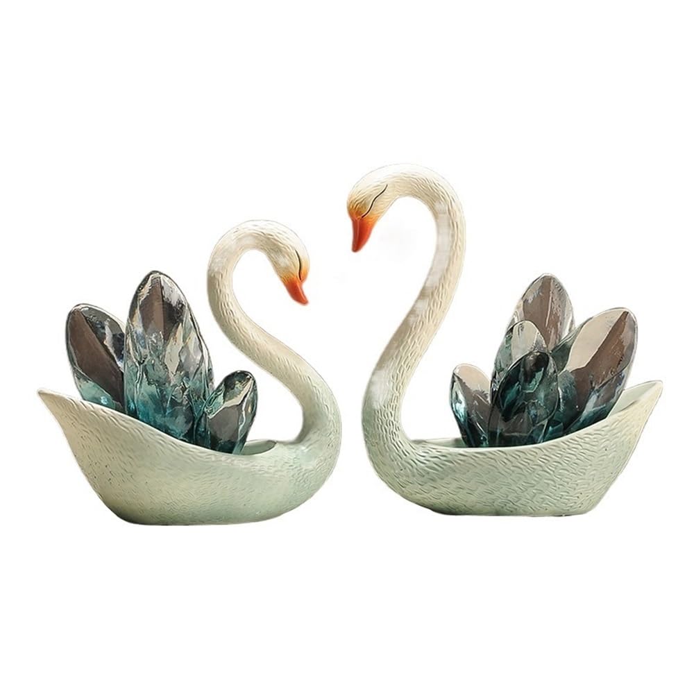 WQQYU6HKF Table Decorations A Pair Of Swan Ornaments Modern Light Luxury Entrance Home Decoration Art Sculpture Art Statue(Blue)