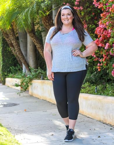 FULLSOFT Pacote com 3 leggings capri plus size com bolsos para mulheres – Calças elásticas de cintur