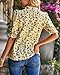 BTFBM Womens Tops 2026 Dressy Casual Blouses Summer Spring Clothes Mock Neck Short Sleeve Shirts Business Work Fall Outfits(Floral Yellow, Small)
