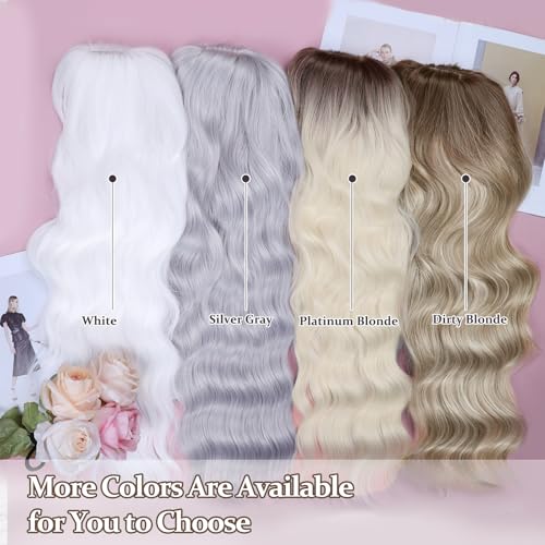 Image of NAYOO Brown Wigs with Bangs for Women,24 Inch Wavy Synthetic Wig | Natural Looking,Beginner Friendly,Heat Resistant Fiber,Ideal for Daily Wear,Parties & Halloween