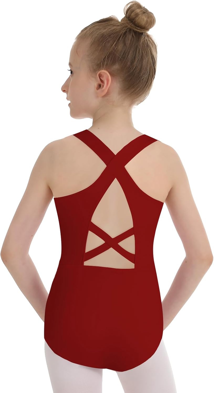 Phineein Girls Gymnastics Leotards Crisscross Back - Kids Sleeveless Ballet Dance Fancy Crossover Leotard - Image 3