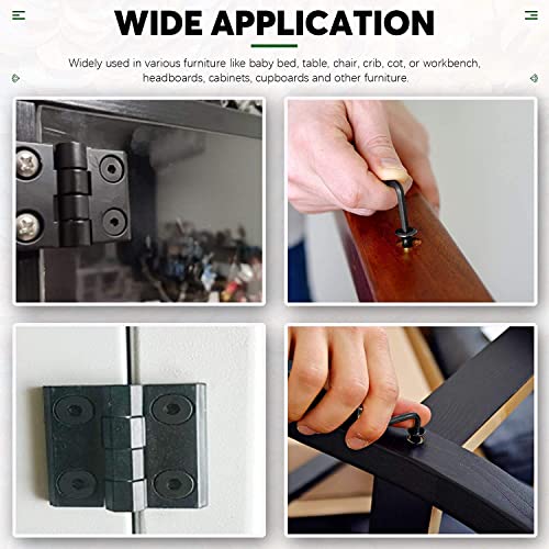 Keadic 181 Pcs M6 Black Furniture Screw Hardware Replacement Kit Contains Hex Socket Cap Bolts Barrel Nuts, Wood Thread Nutsert, Four Claws T-Nuts And Flange Nuts For Cots Beds Table Crib #TOP5