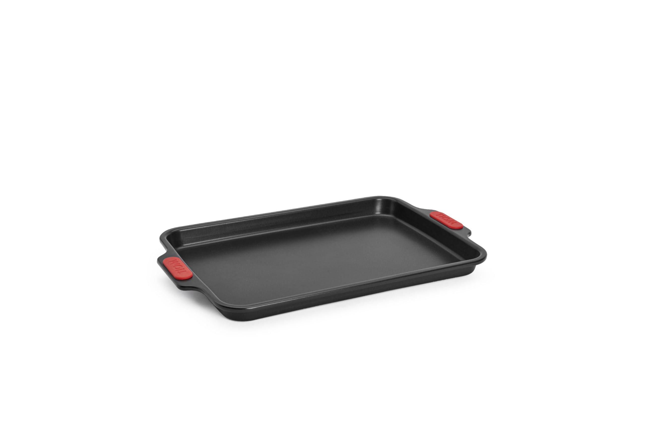 Woll – Bakeware plaque de cuisson 33 × 23 cm – antiadhésive, acier aluminisé, poignées en silicone – sans PFAS – résiste jusqu’à 230 °C – noir