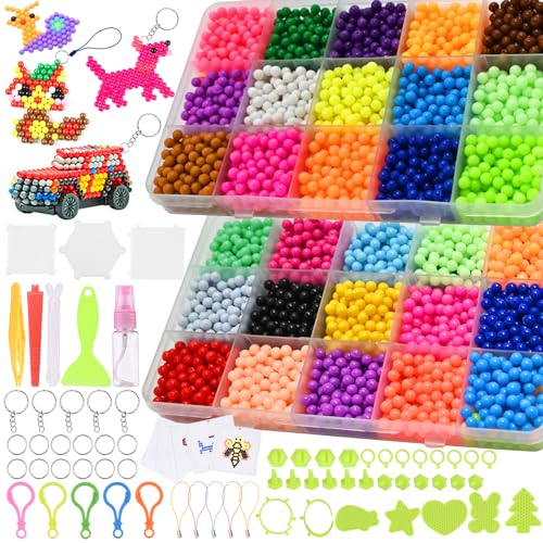 GOLDGE 4800pz Abalorios Cuentas de Agua, 24 Colors Cuentas Mágicas de Agua con un Caja de Almacenamiento, Cuentas de Agua para Cumpleaños Navidad Regalo Niños DIY