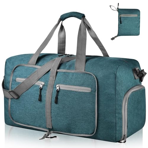 Image of Dimayar 40L Travel Duffle Bag for Men Women - Foldable Duffel Bag with Shoes Compartment - Overnight Bags Waterproof & Tear Resistant(Green)