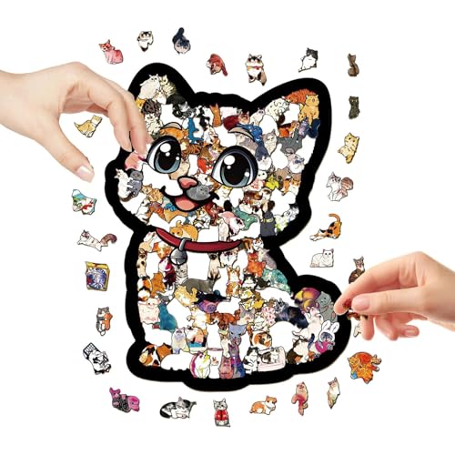 Puzzle de gato de madera ideal para tardes de invierno y relax