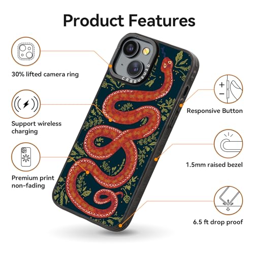 Coque iPhone 14 motif serpent gothique girly avec impression noire durable