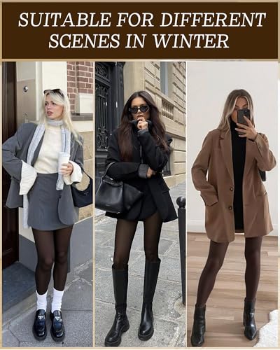 Bebila Fleece Lined Tights Women, Fake Translucent Warm Tights for Winter Sheer Pantyhose Thermal Leggings 6