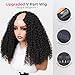 ISEE V Part Human Hair Kinky Curly Minimal/No Leave Out Upgrade U Part Wig for Black Women Human Hair V Shape Wig Kinky Curly Thin Part Glueless Clip In Half Wig 180% Density Natural Color 18 Inch