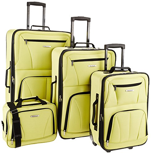 Image of Rockland Fashion Softside 4 Piece Luggage Set, Expandable, (14 inch Tote /19 inch /24 inch /28 inch), Lime