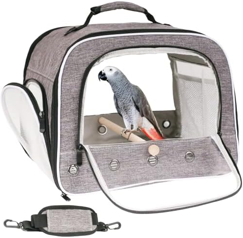 Ventilated Bird Carrier – Which 5 Will Keep Your Pet Most Comfortable? 4 halinfer Bird Carry Carrier to Transport Large Size Parrot, Portable Bag with Metal Tray and Grid for Medium and Large Birds Like African Grey, Long Tail Cockatiel and Parrot