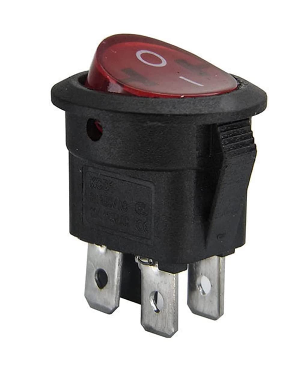 Rocker Switch 20pcs 50pcs KCD1 SPST 224N 23mm 4 Pin 250V 6A Round Boat Switch Snap-in ON Off Rocker Position Switch with Light (Color : Silver, Size : 20 Piece)