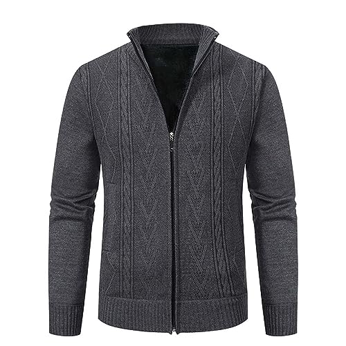 Men's Cardigan Sweater Shawl Collar Cardigans Slim Fit Full-Zip Cable Knit Sweater Cardigan Casual Sweater Outwear