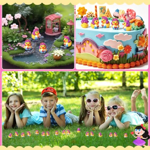 Image of 50 Pcs Princess Ducks Toy Figures, Mini Resin Ducks Bulk | Tiny Duck Figurine Dress up Game Toy for Party Favors (Princess Duck)