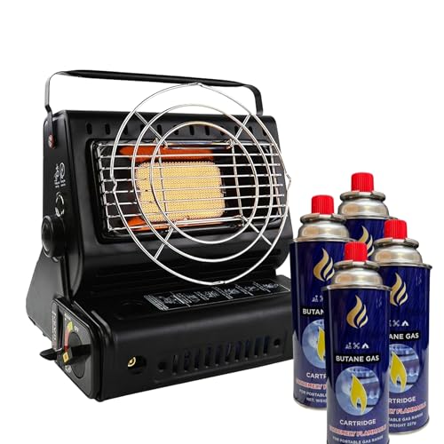 Dolce Vari 2 in 1 Butane Burner Heater Butane Gas Stove Warmer (Classic Black Heater + 4 Gas)