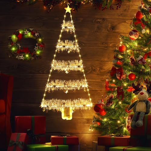 Geemoo Weihnachtsbeleuchtung Außen Batterie, 81cm Weihnachtsbaum...