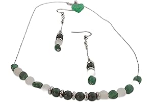 Conjunto de collar y aretes de piedra African Aventurine verde Claro y...