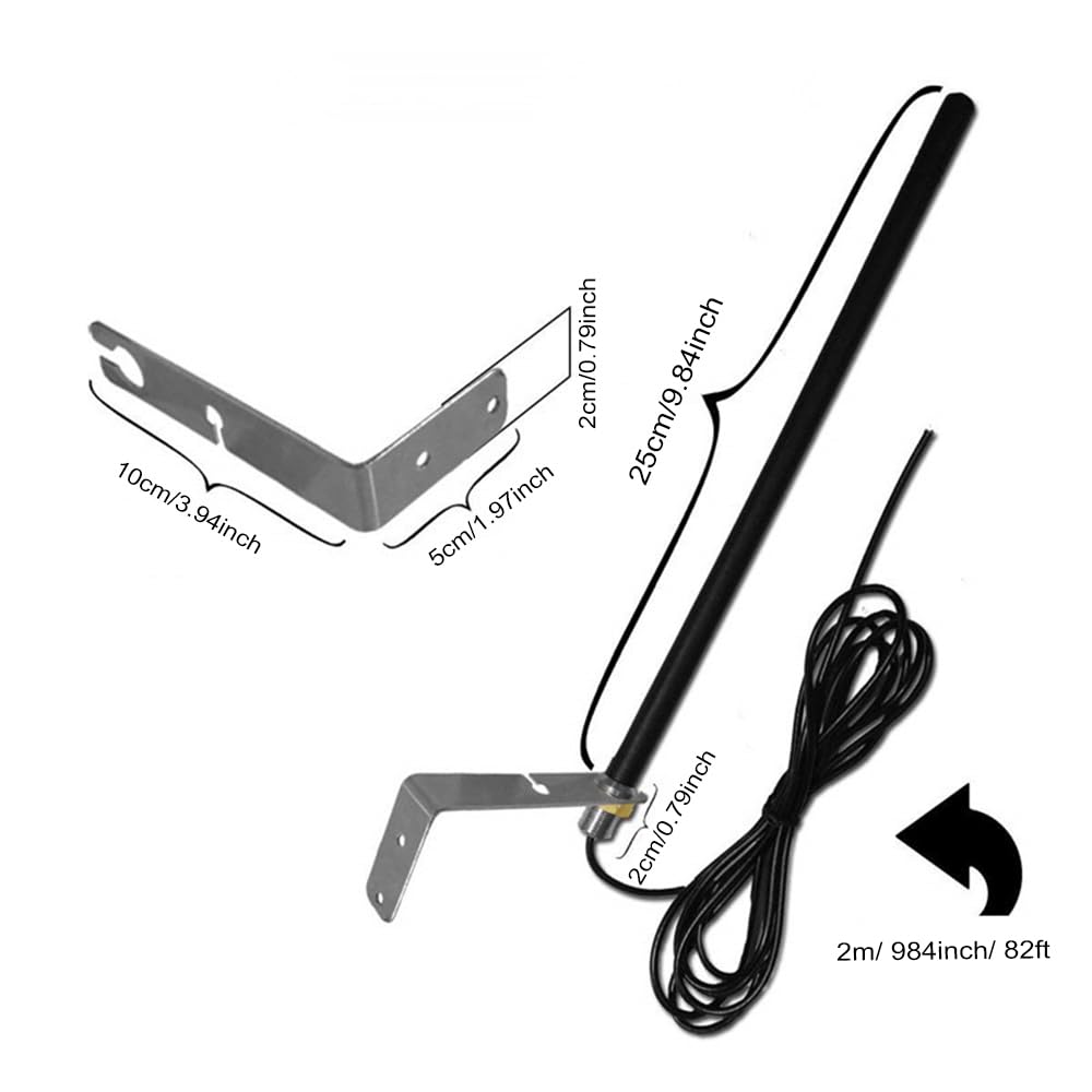 Amplificateur de Signal d'antenne Externe 868 MHz pour Porte de Garage et automatisation de Portail électronique – Antenne omnidirectionnelle SMA mâle avec câble de 24 m – (868Mhz)
