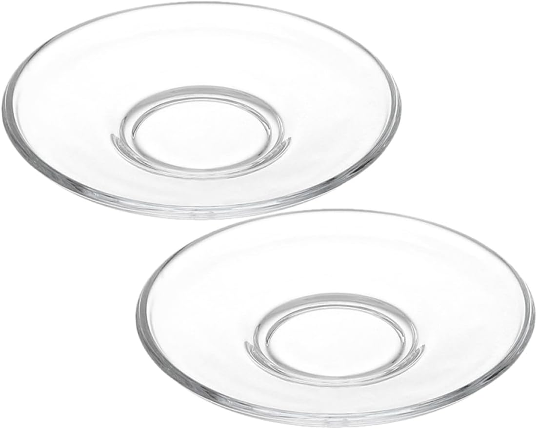 2pcs Polished Round Glass Tea Plates Saucer Dishes for Appetizers Desserts and Snacks Mini Serving Plates for Coffee and Fruit