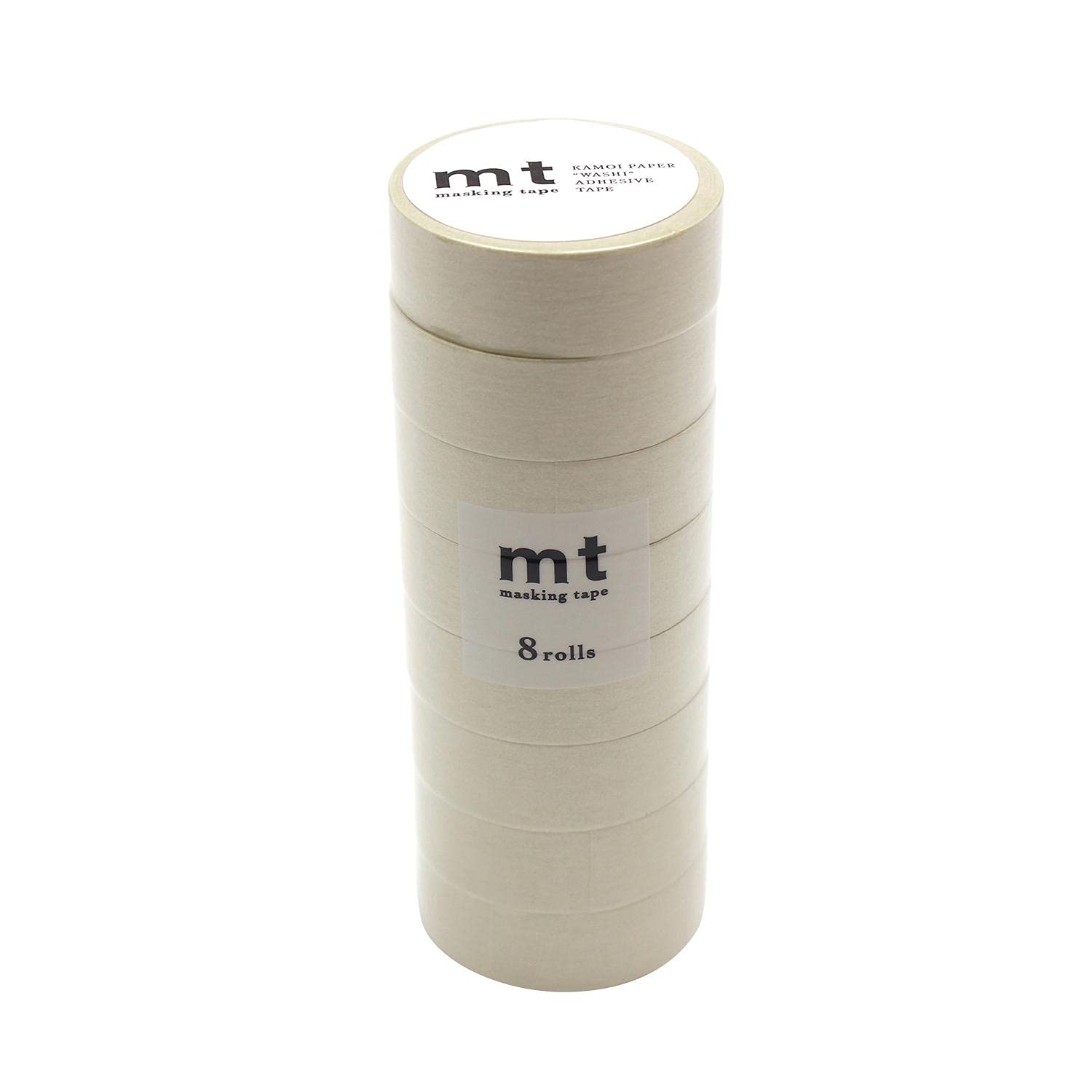 カモ井加工紙 mt MT08P498 Masking Tape, 8 Pieces, Pastel Ivory, Width 0.6 inches (15 mm) x 25.4 ft (7 m), Pack of 8 Same Color Rolls