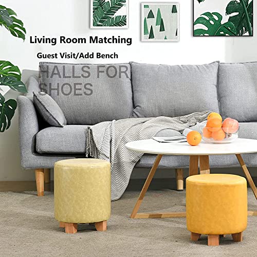 elegante otomano Banqueta Otomana Assento Acolchoado Pu com 3 Pernas de Madeira Estável Empilhável P