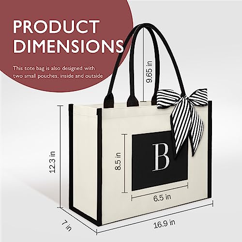 IDEATECH Canvas Tote Bag for Women, Personalized Birthday Gifts for Women, Monogram Beach Tote Bag Great for Wedding, Holiday3