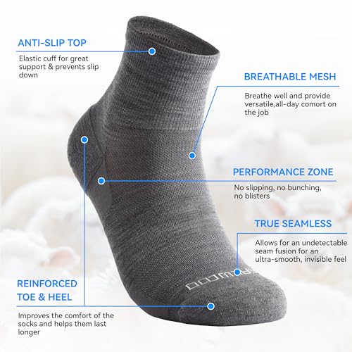 Image of ZEAL WOOD 3 Pairs Mens Womens Merino Wool Ankle Athletic Socks Low Cut Running Golf Tennis Hiking Socks Quarter