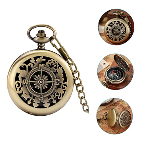 Brújula Vintage de Bolsillo SUPVOX con Cadena para Camping miniatura 2