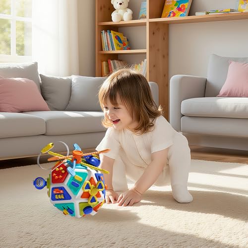 Jouet sensoriel interactif multicolore et busy board cube Montessori - 2