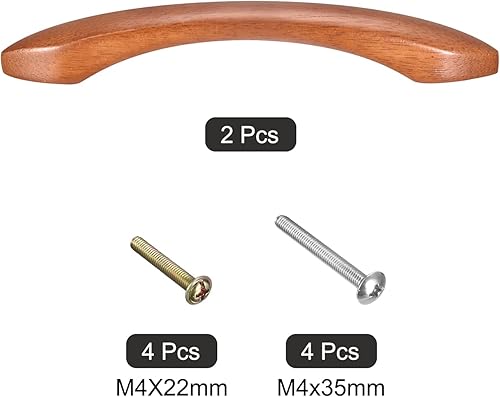Miniatura 3 de uxcell 2 tiradores de madera para cajones, 5.04 pulgadas de distancia de agujeros, tiradores de madera maciza de 6.69 pulgadas de longitud total
