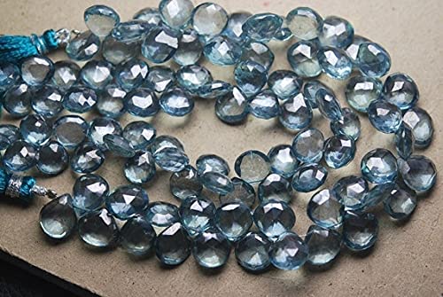 Quartz Mystic Teal Blue facetté en cœur de 7-8mm pour création de bijoux raffinés LKBEADS