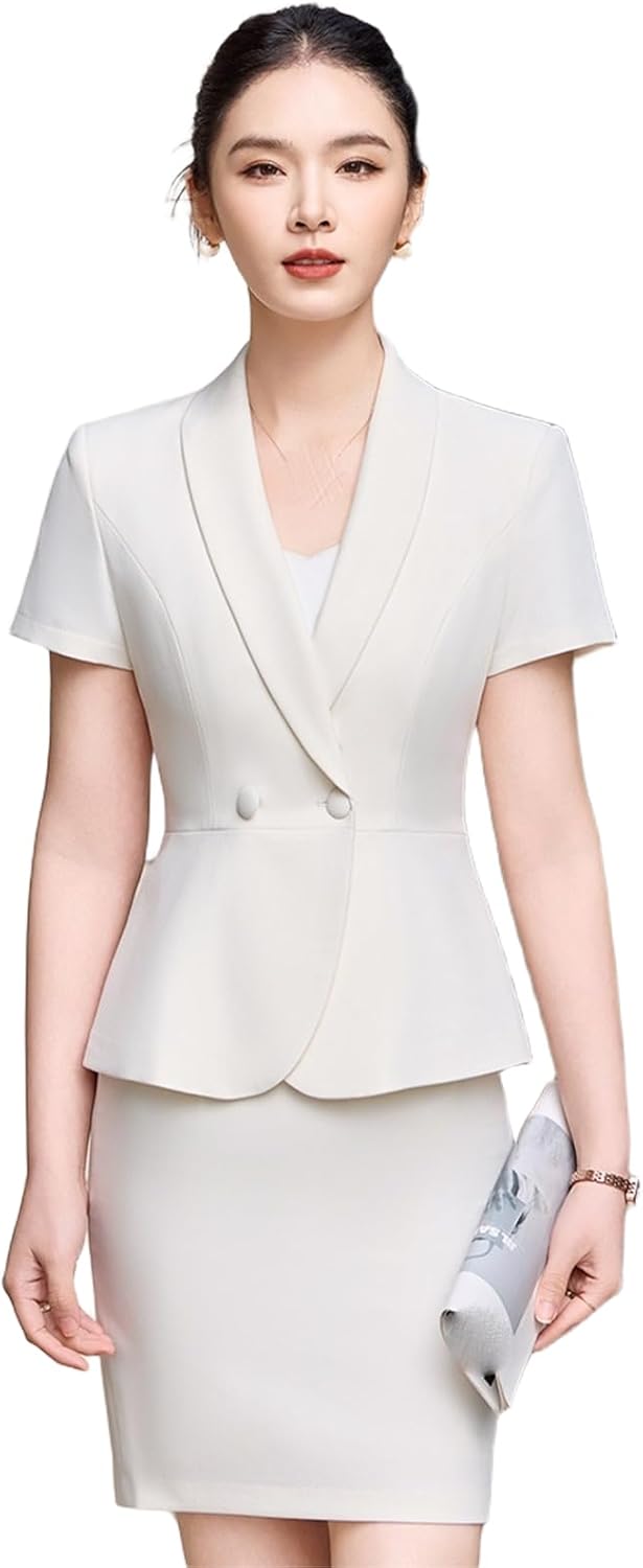Lightweight Blazer and Skirt Set Women's Summer Office Professional Suit