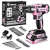 Perceuse électrique sans fil : DEKOPRO Perceuse sans fil rose 20 V pour femmes perceuses avec batterie et chargeur, kit de perceuse-visseuse 20 V