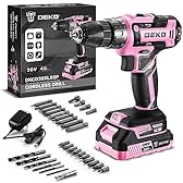 Power Drill Cordless: DEKOPRO Pink Cordless Drill 20V Electric Power Drill Set Tool for Women Drills with Battery and Charger 20 Volt Drills Driver Kit