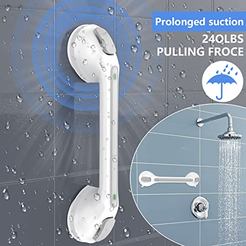 Suction Cups Grab Bar 16 Inch, Zepolu Anti-Slip Bathroom Grab Bar Safety Balance Handrail, Handicap Elderly Senior Injury Disable Vacuum Suction Assist Shower Handle (1.25" Diameter, Gray) #TOP2