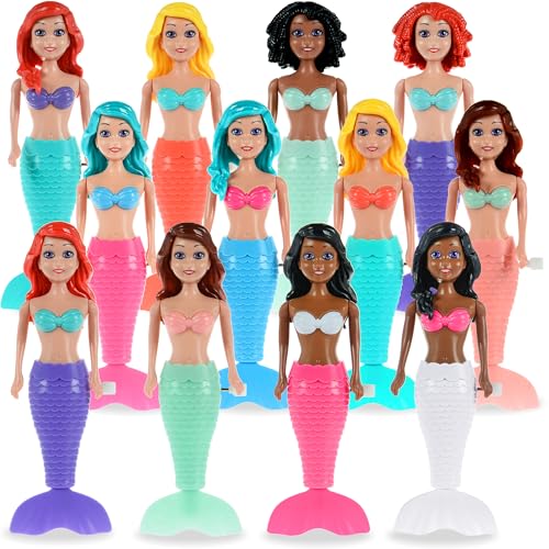Set 12 muñecas sirenas de baño con cola móvil miniatura 1