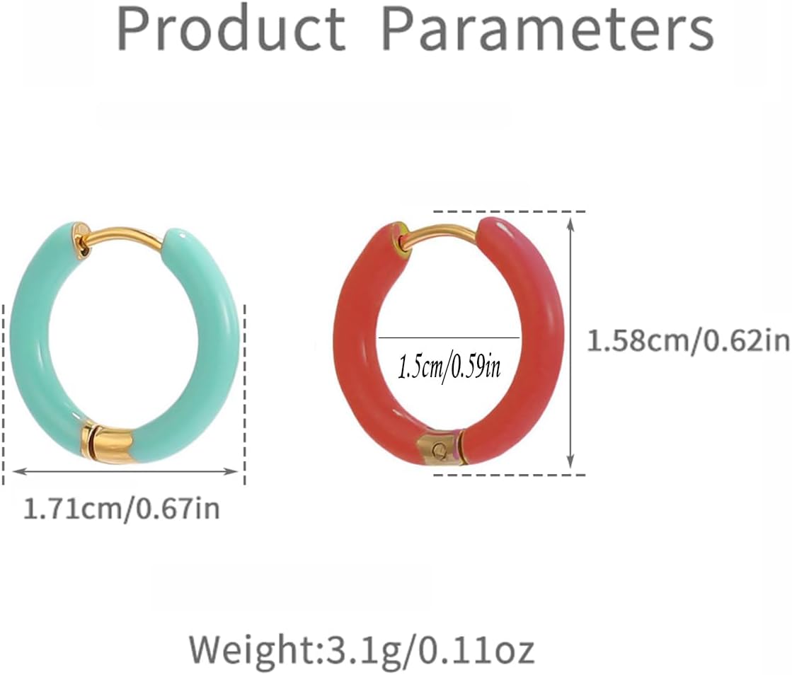 Minimalist Chunky Tube Samll Hoop Earring for Women Stainless Steel Enamel Earring Colorful Round Shaped Huggie Hoops Earring Cartilage Piercing Geometric Jewelryfor Christmas Halloween Holiday - Image 5