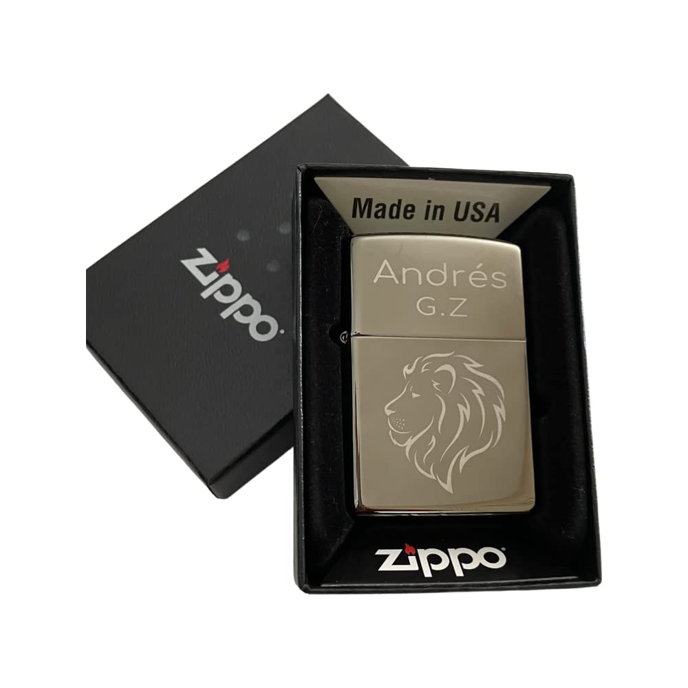 Regalo Grabado - Encendedor, Mechero Zippo Personalizado | Grabado con Texto o Dibujo Cumpleaños, Aniversario, Dia del Padre | Black Ice