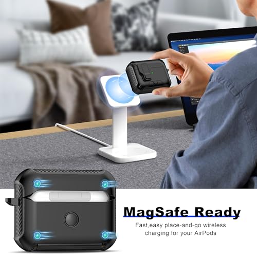 Image of RFUNGUANGO AirPods Pro 2 Case with Lock Phone Stand Magsafe, Black