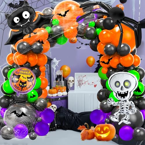 Bloolilies HALLOWEEN BALLOON ARCH KIT Balloon Arch Kit |Balloon Garland Kit With 38'' Skeleton Man Balloon & Different Sizes Halloween Balloons For Halloween Party Decorations cover