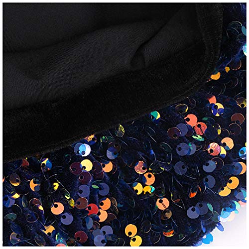 Novia's Choice Women's Sequins French Beret Hat Shimmer Beanie Cap For Dancing Party(Blue Sequins) #TOP5
