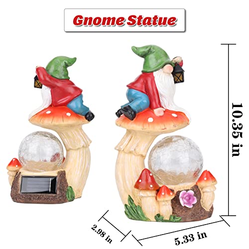 Ovewios Garden Gnome Statue, Garden Statues Gnome Climb On Mushroom With Globe Solar Light, Lawn Ornaments Outdoor Decor For Patio Yard Porch Gifts #TOP6
