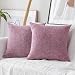 HOME BRILLIANT Decorative Pillowcases Throw Pillow Covers Valentines Decoration Soft Striped Velvet Chenille Plush Cushion Cover for Square Pillow (2Packs, 18 x 18 inch, 45cm), Light Pink