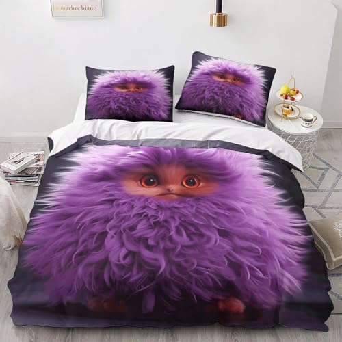 Housse de couette 220x240cm violette Mignon Fluffy-Ball lit double